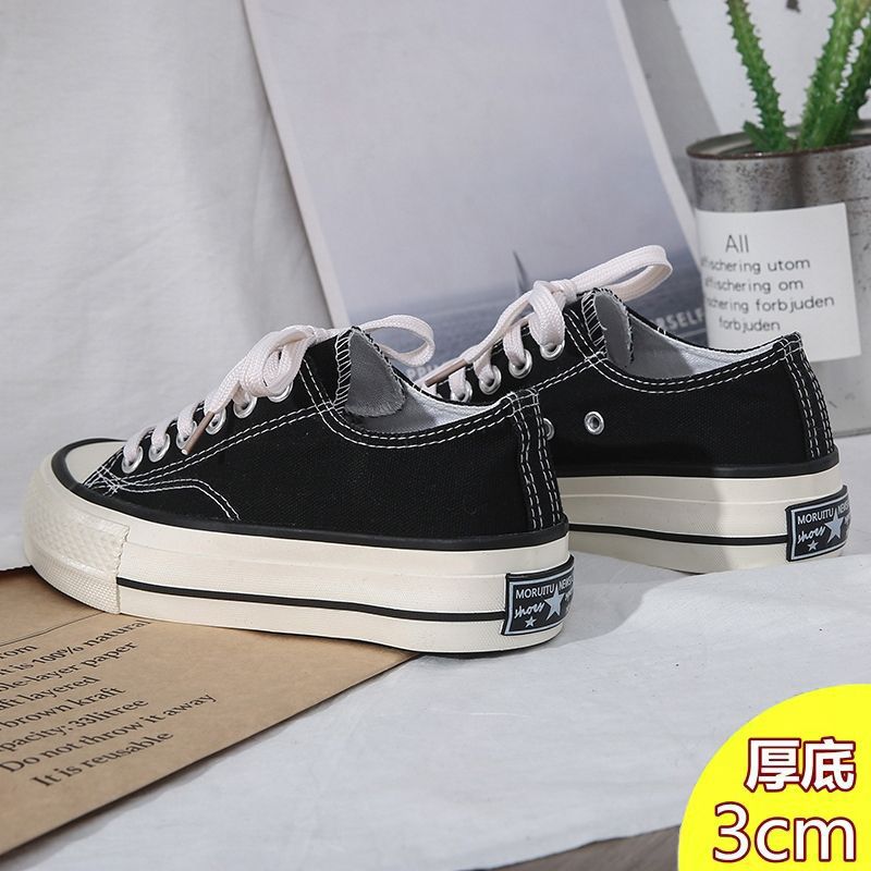 Thick-Soled Canvas Shoes For Female Students Korean Style Retro Versatile Height-Increasing Sneakers For Women Trendy Autum White Shoes - Image 2